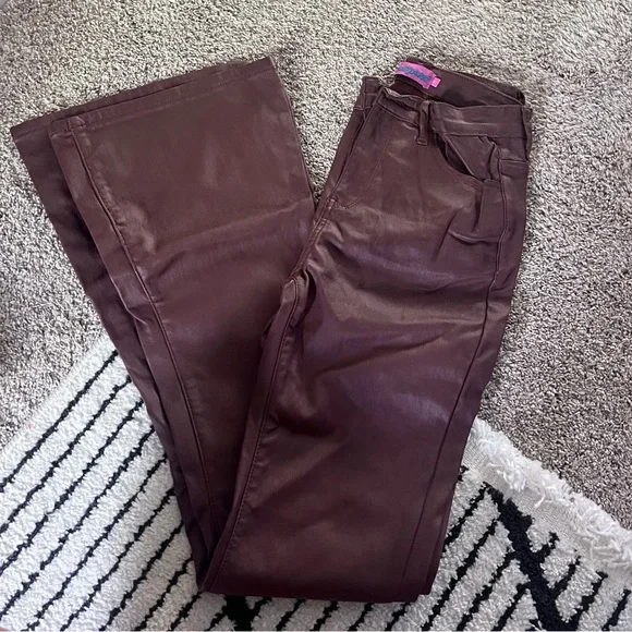 Edikted Brown Leather Pants - Picture 2 of 4